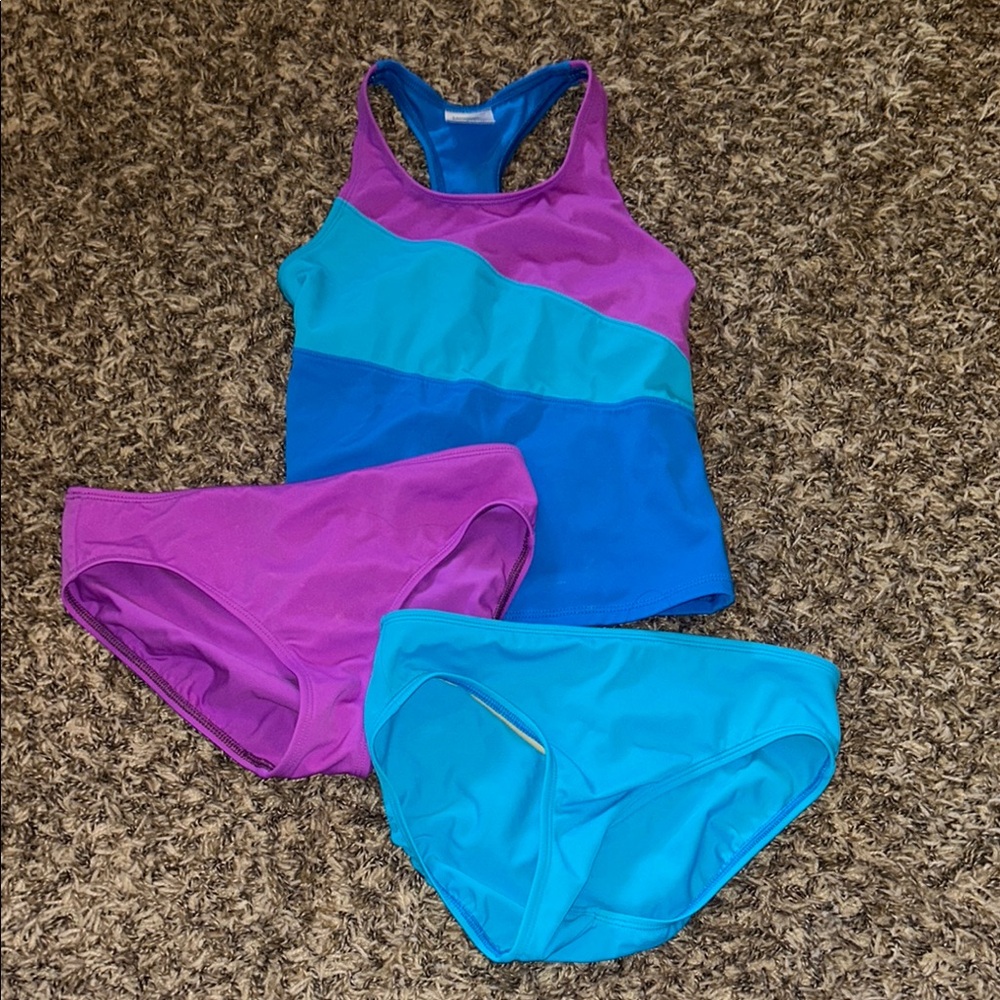 Lands end girls size 10 Colorful Two-Piece Swimsuit Set
